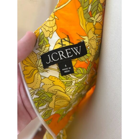 J Crew Stefania Dress limone scarf print Oranges Novelty Size 6 NWOT Preppy - Picture 5 of 5